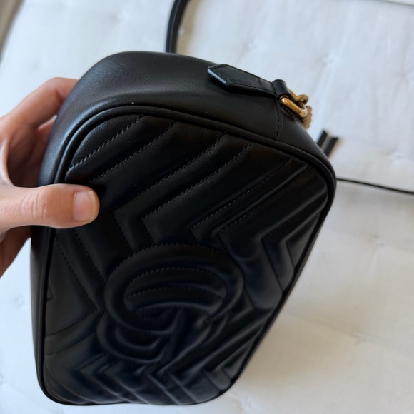 Gucci Marmont Small Camera Quilted Leather Shoulder Bag Purse Black - Picture 11 of 15